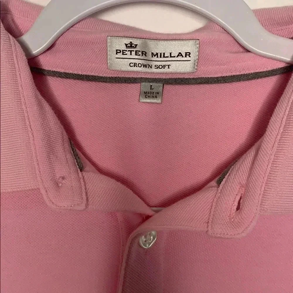 Peter Millar Crown Soft Pink Polo Shirt Size Large - Picture 3 of 6